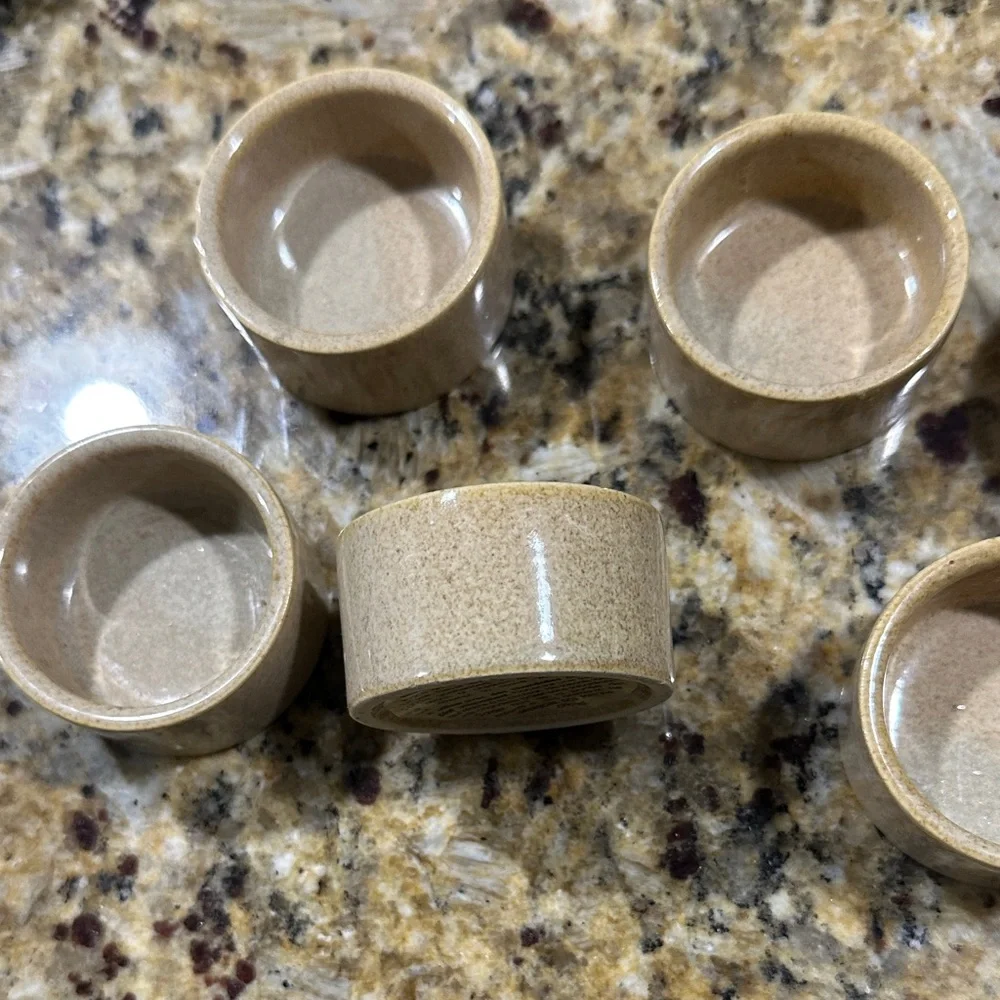 Ceramic cream colored candle holders, set of 6